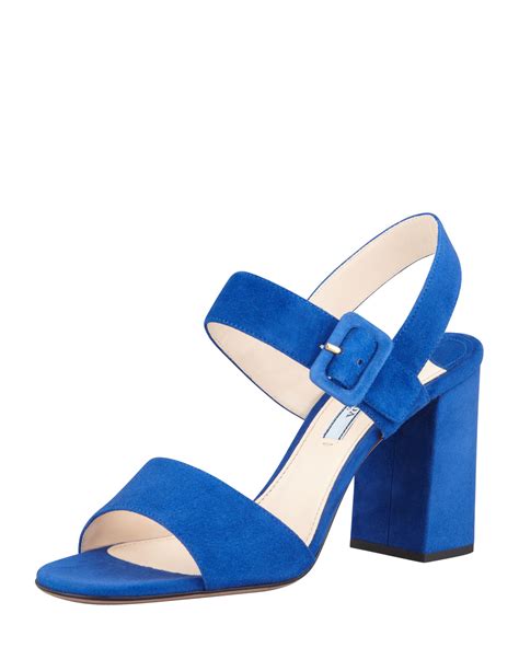 block heel sandal prada navy blue